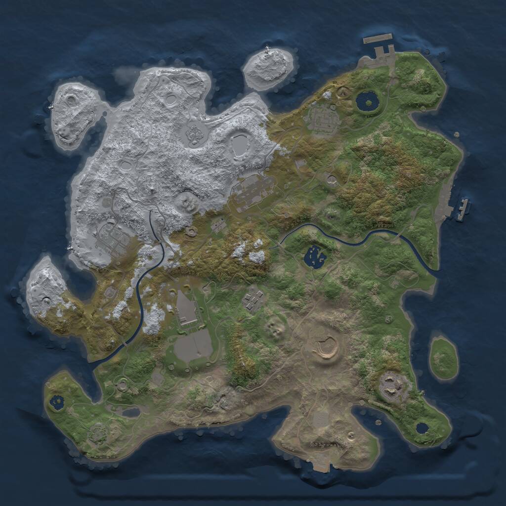 Rust Map: Procedural Map, Size: 3500, Seed: 730969249, 14 Monuments
