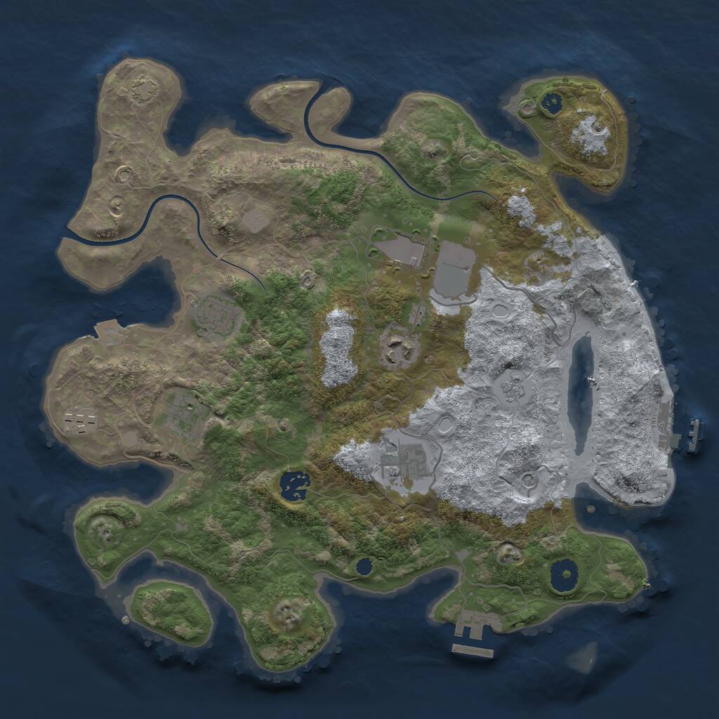 Rust Map: Procedural Map, Size: 3500, Seed: 108020317, 13 Monuments