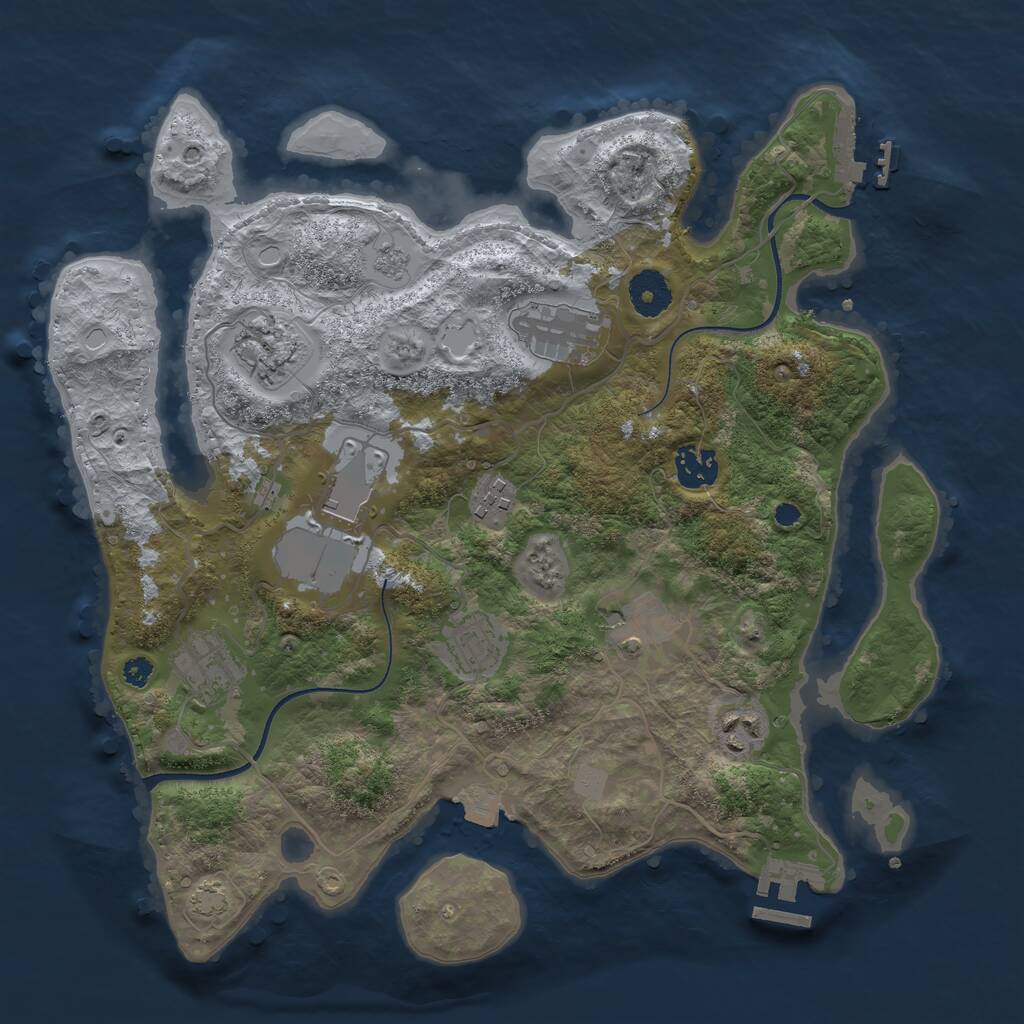 Rust Map: Procedural Map, Size: 3500, Seed: 611711309, 14 Monuments