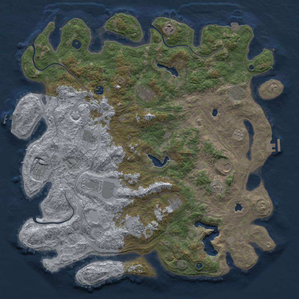 Rust Map: Procedural Map, Size: 4800, Seed: 883158038, 17 Monuments