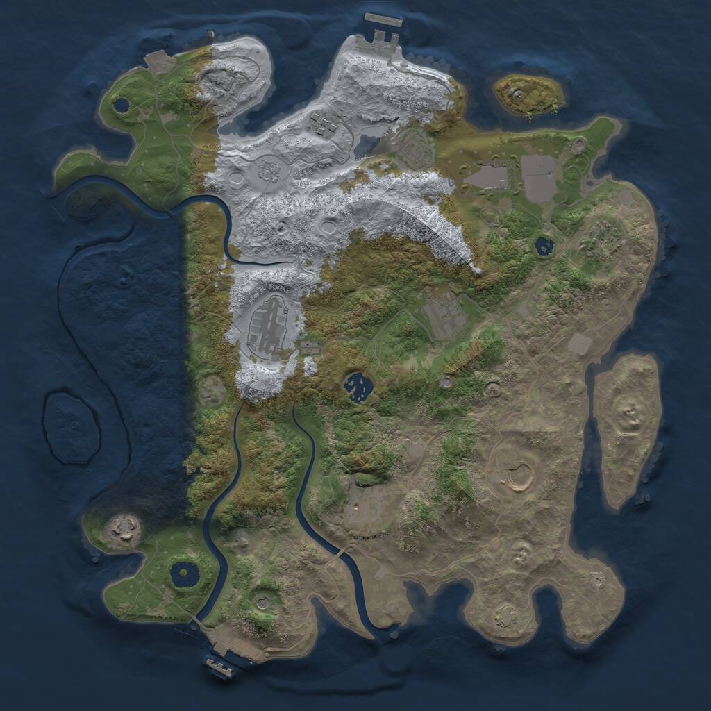 Rust Map: Procedural Map, Size: 3800, Seed: 17080143, 16 Monuments