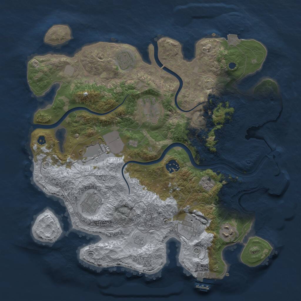 Rust Map: Procedural Map, Size: 3500, Seed: 1397354292, 14 Monuments