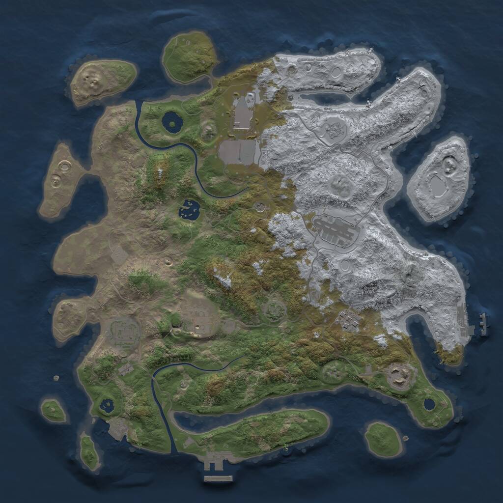 Rust Map: Procedural Map, Size: 3600, Seed: 22880488, 13 Monuments
