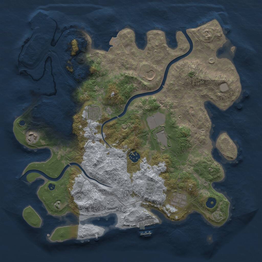 Rust Map: Procedural Map, Size: 3750, Seed: 1267648637, 13 Monuments