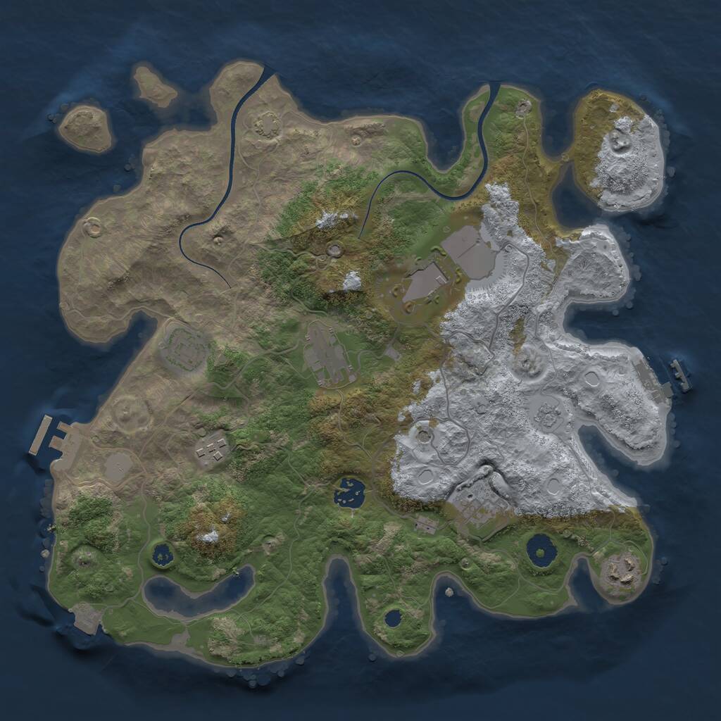 Rust Map: Procedural Map, Size: 3500, Seed: 500970254, 13 Monuments