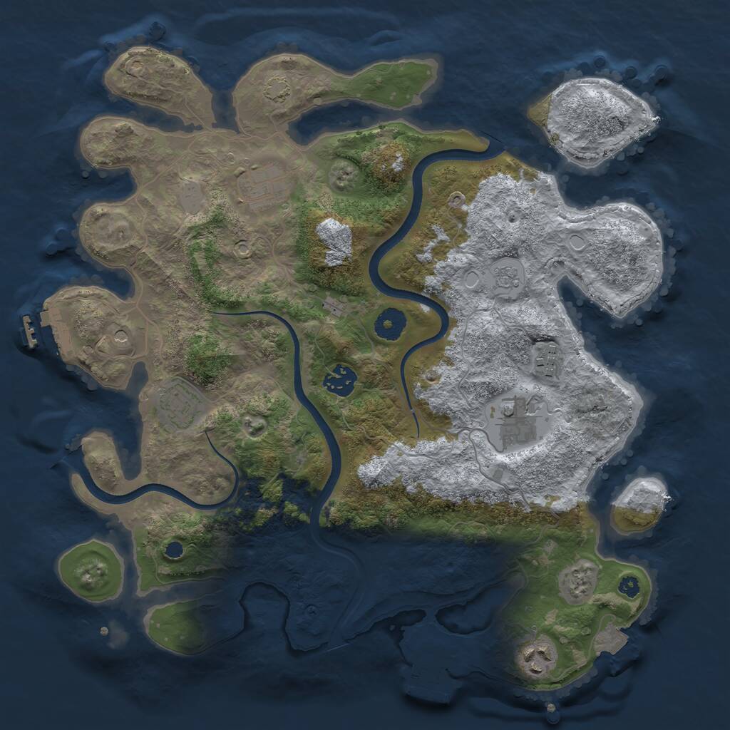 Rust Map: Procedural Map, Size: 3500, Seed: 32564795, 12 Monuments