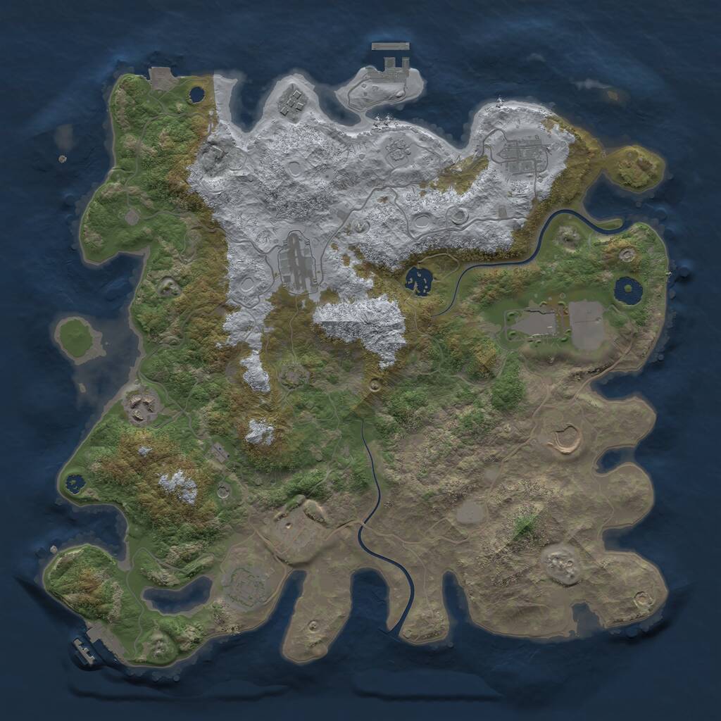 Rust Map: Procedural Map, Size: 3850, Seed: 681564571, 15 Monuments