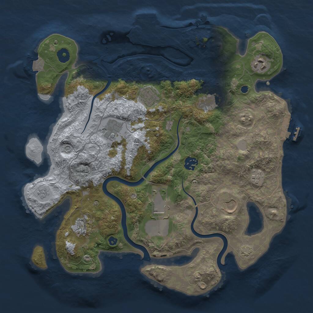 Rust Map: Procedural Map, Size: 3500, Seed: 1369393778, 15 Monuments