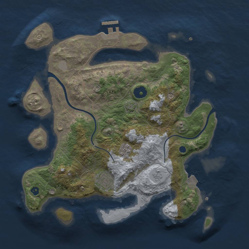 Rust Map: Procedural Map, Size: 3000, Seed: 1675151175, 7 Monuments