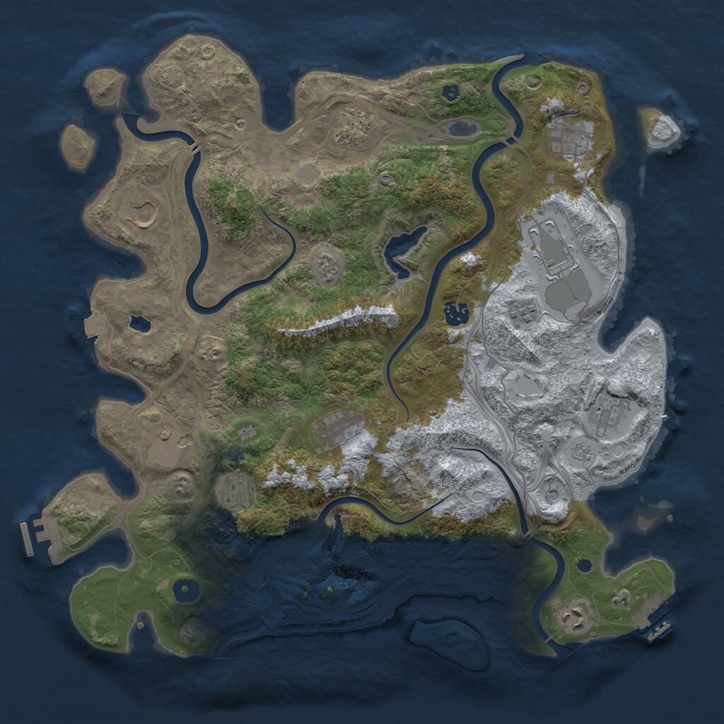 Rust Map: Procedural Map, Size: 4250, Seed: 1054307738, 17 Monuments