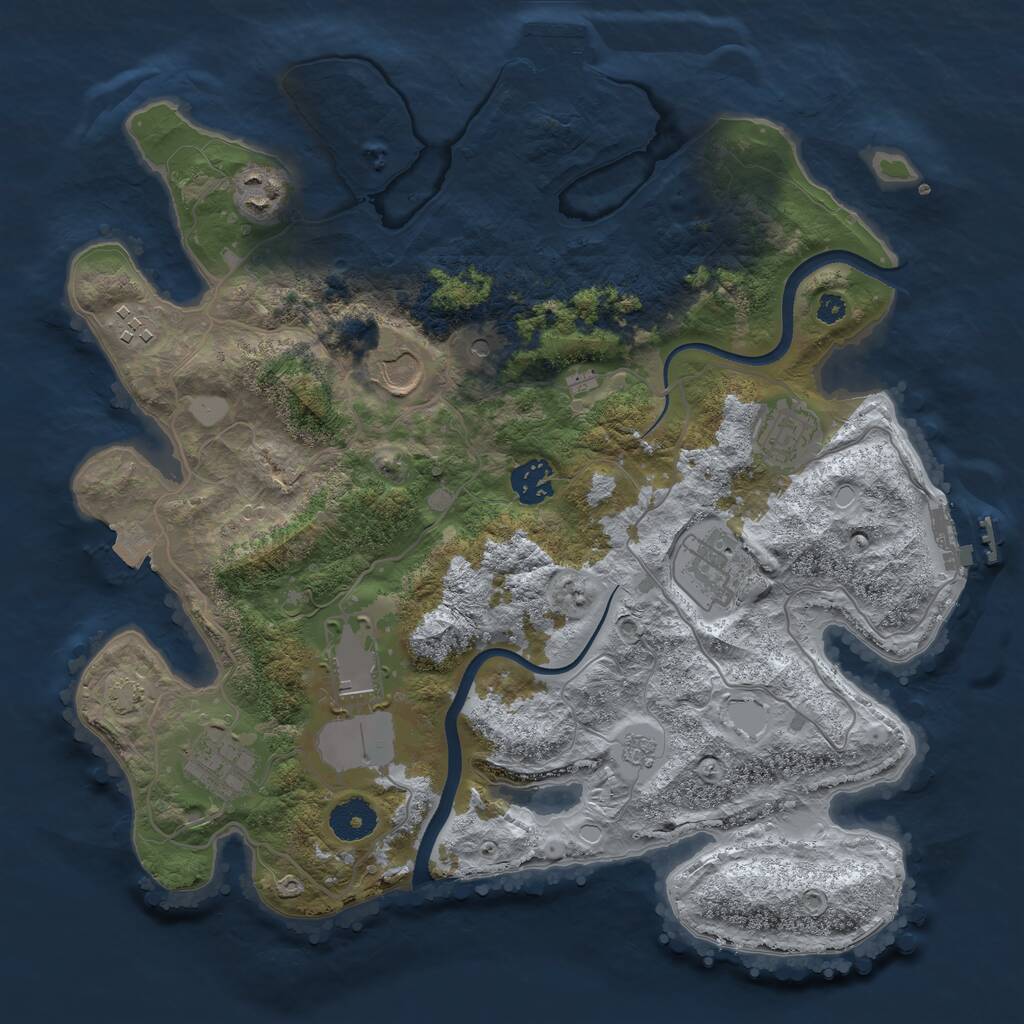 Rust Map: Procedural Map, Size: 3500, Seed: 178459233, 14 Monuments