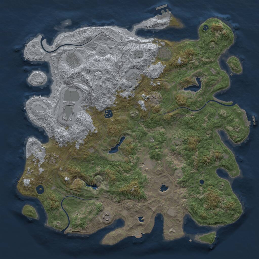 Rust Map: Procedural Map, Size: 4500, Seed: 104858989, 15 Monuments