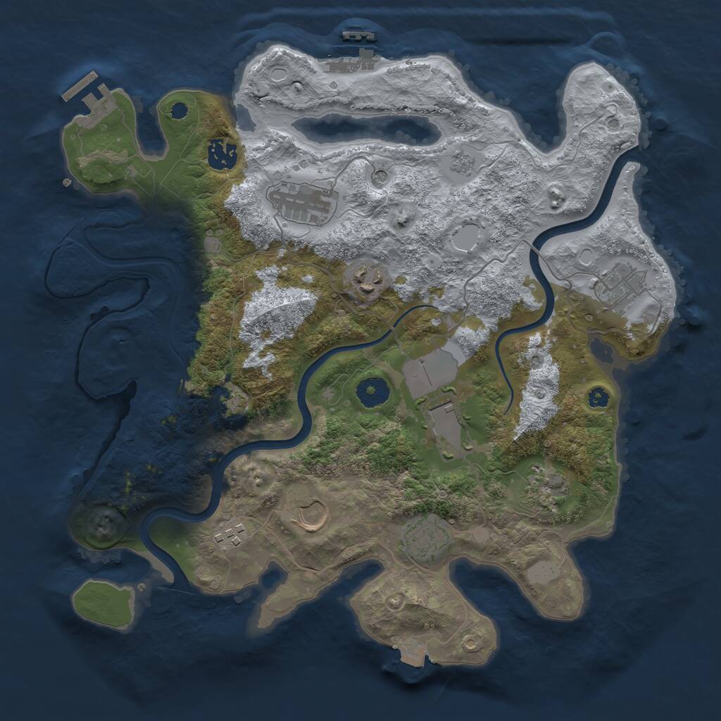 Rust Map: Procedural Map, Size: 3500, Seed: 1352625538, 15 Monuments