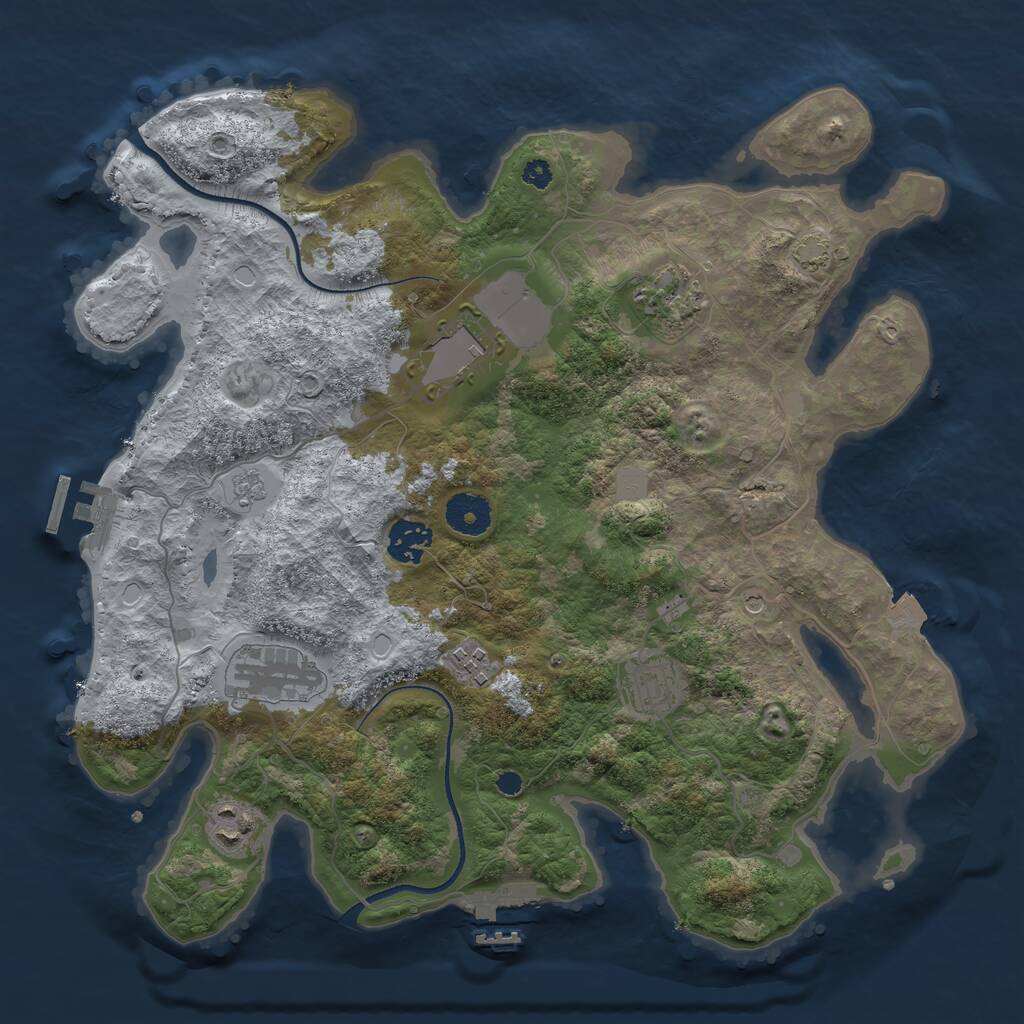 Rust Map: Procedural Map, Size: 3500, Seed: 474504780, 13 Monuments