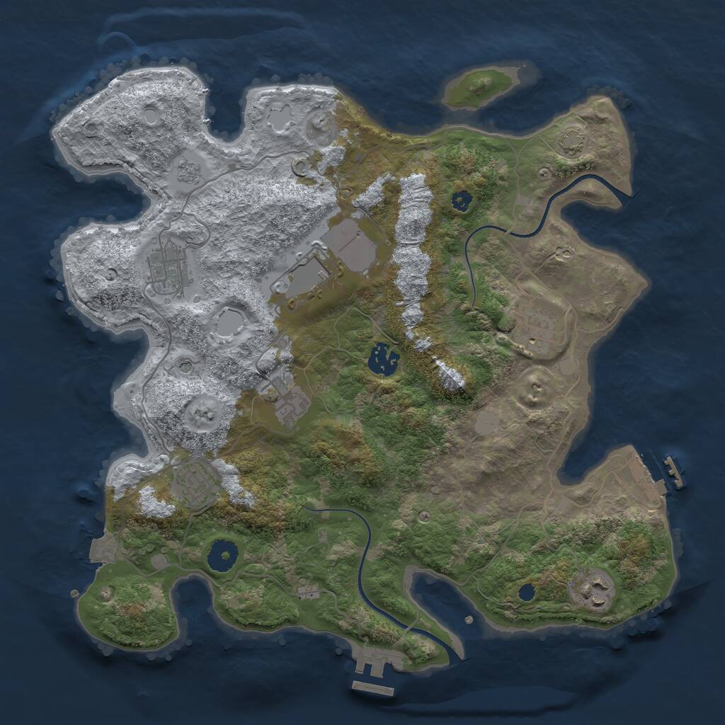 Rust Map: Procedural Map, Size: 3500, Seed: 486915167, 13 Monuments