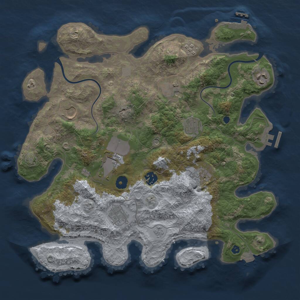 Rust Map: Procedural Map, Size: 3600, Seed: 3599, 15 Monuments