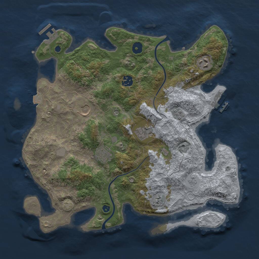 Rust Map: Procedural Map, Size: 3500, Seed: 896957539, 12 Monuments