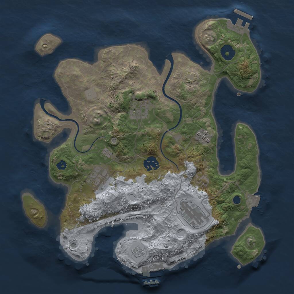 Rust Map: Procedural Map, Size: 3000, Seed: 6155, 10 Monuments
