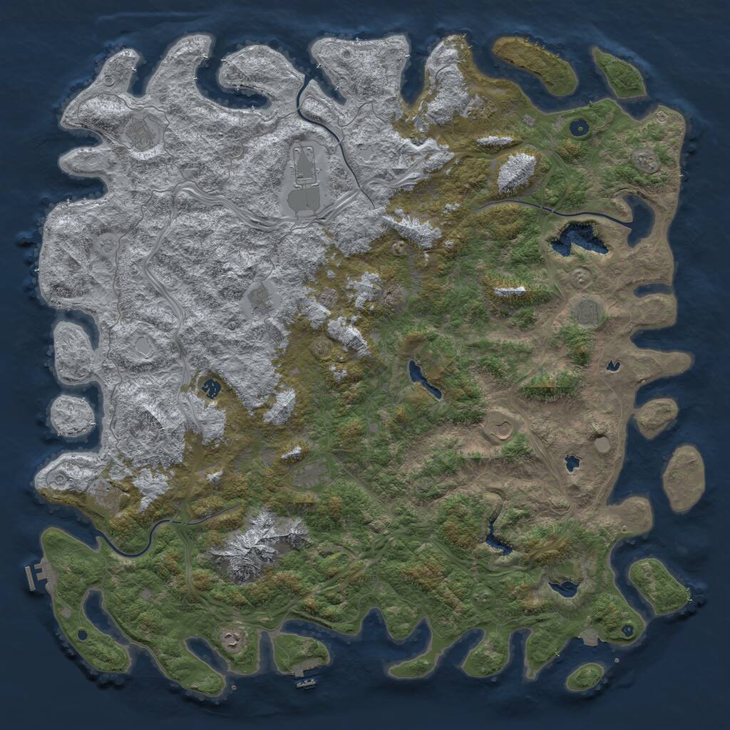 Rust Map: Procedural Map, Size: 6000, Seed: 428436957, 17 Monuments