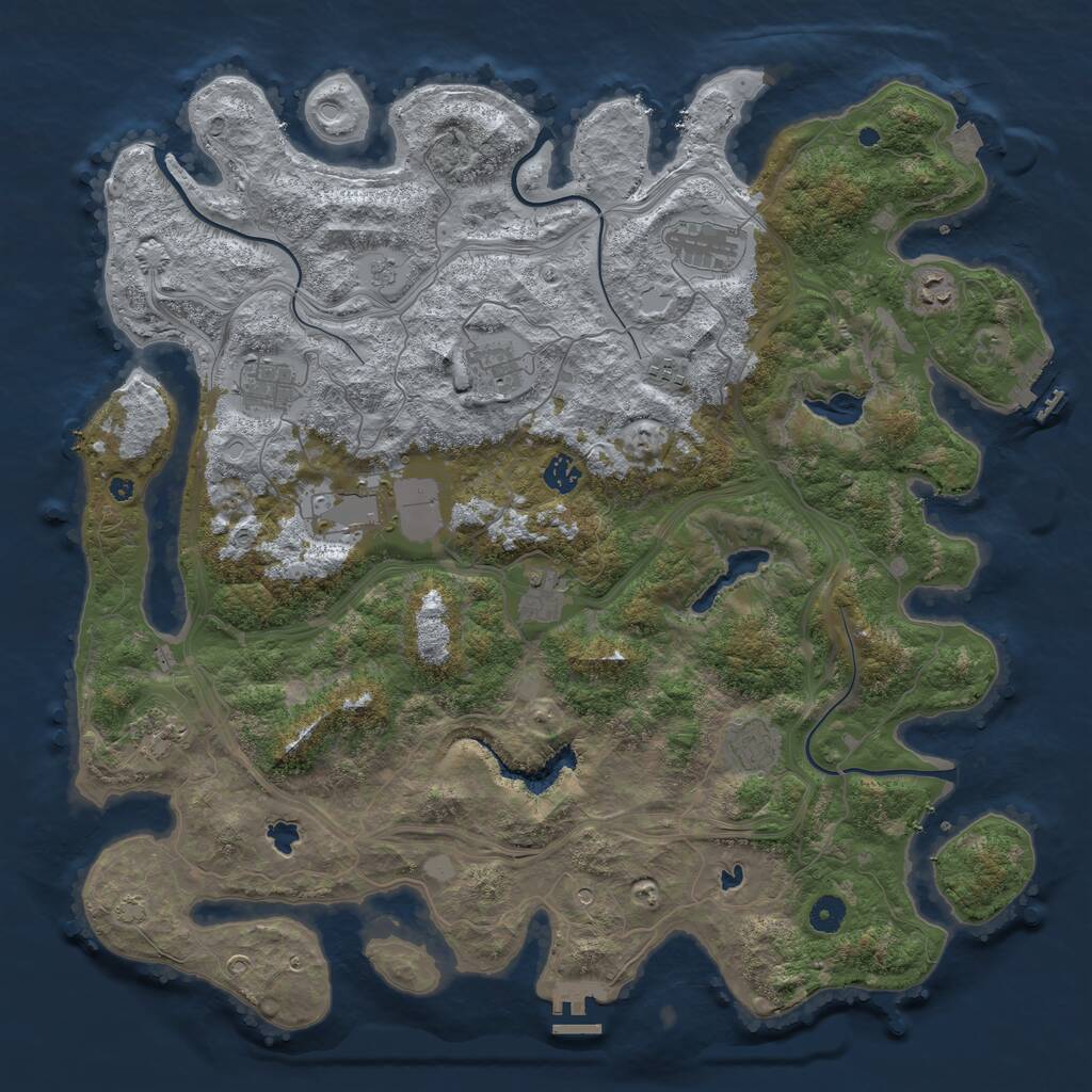 Rust Map: Procedural Map, Size: 4500, Seed: 2044967136, 16 Monuments