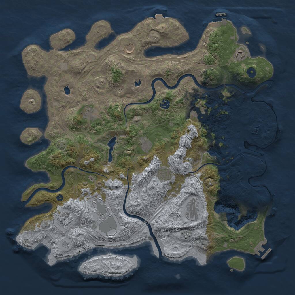 Rust Map: Procedural Map, Size: 4500, Seed: 174747, 17 Monuments