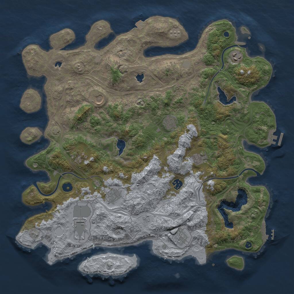 Rust Map: Procedural Map, Size: 4500, Seed: 174747, 16 Monuments