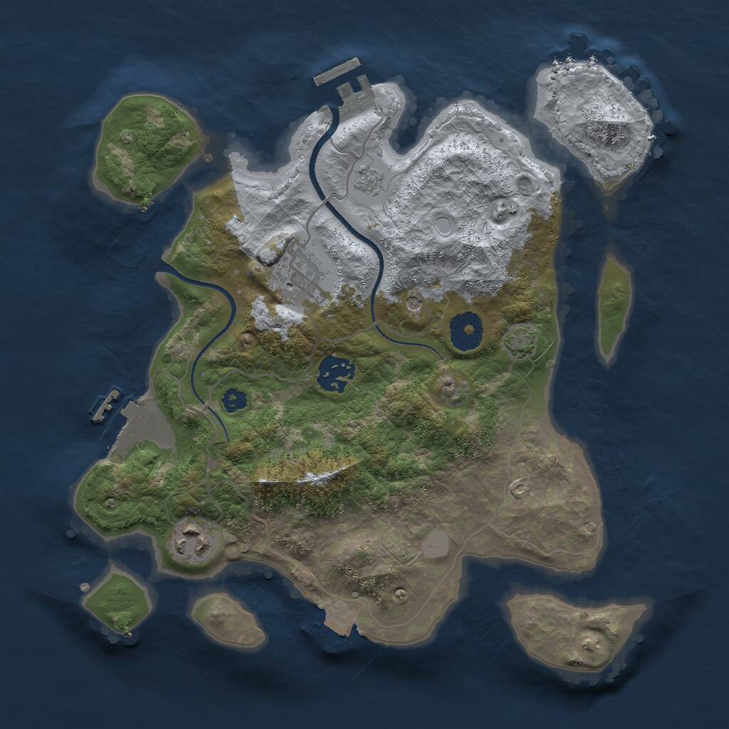 Rust Map: Procedural Map, Size: 3000, Seed: 17364, 9 Monuments