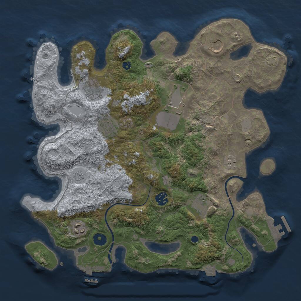 Rust Map: Procedural Map, Size: 3500, Seed: 1994431027, 13 Monuments