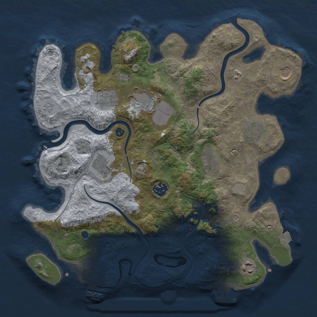 Rust Map: Procedural Map, Size: 3500, Seed: 1994431027, 15 Monuments