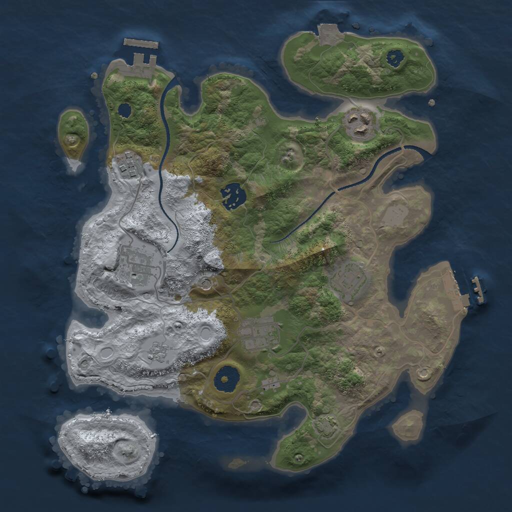 Rust Map: Procedural Map, Size: 3000, Seed: 855, 12 Monuments