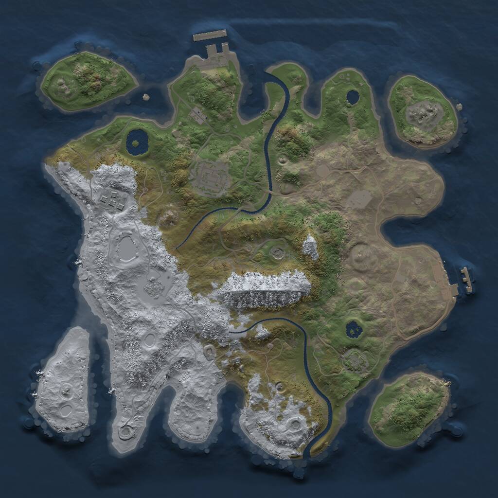 Rust Map: Procedural Map, Size: 3000, Seed: 2122, 8 Monuments