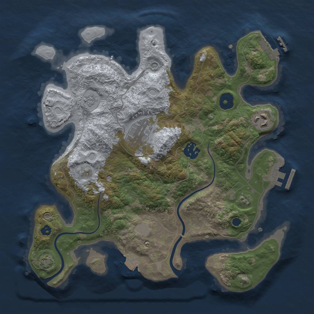 Rust Map: Procedural Map, Size: 3000, Seed: 1908876616, 9 Monuments