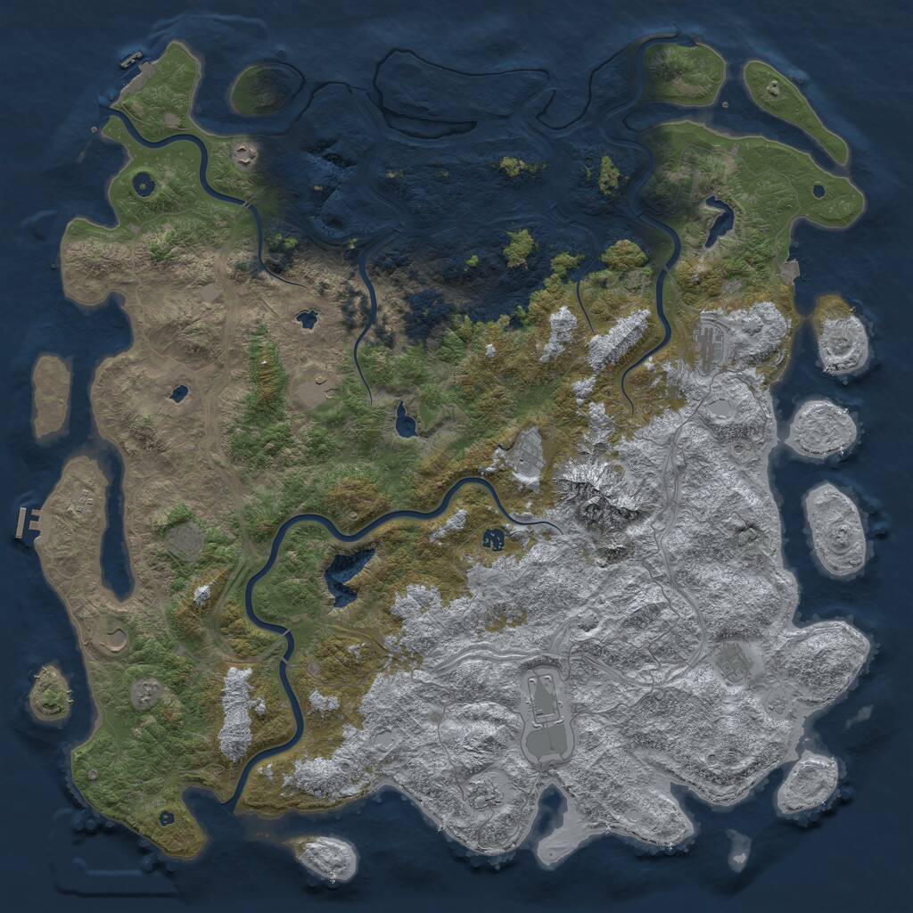 Rust Map: Procedural Map, Size: 6000, Seed: 1234554321, 17 Monuments