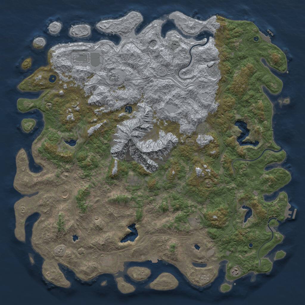 Rust Map: Procedural Map, Size: 6000, Seed: 816590029, 17 Monuments