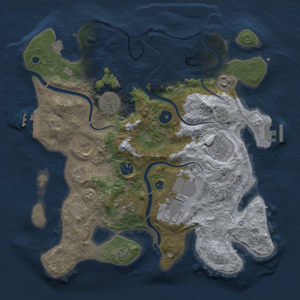 Rust Map: Procedural Map, Size: 3500, Seed: 41868161, 14 Monuments
