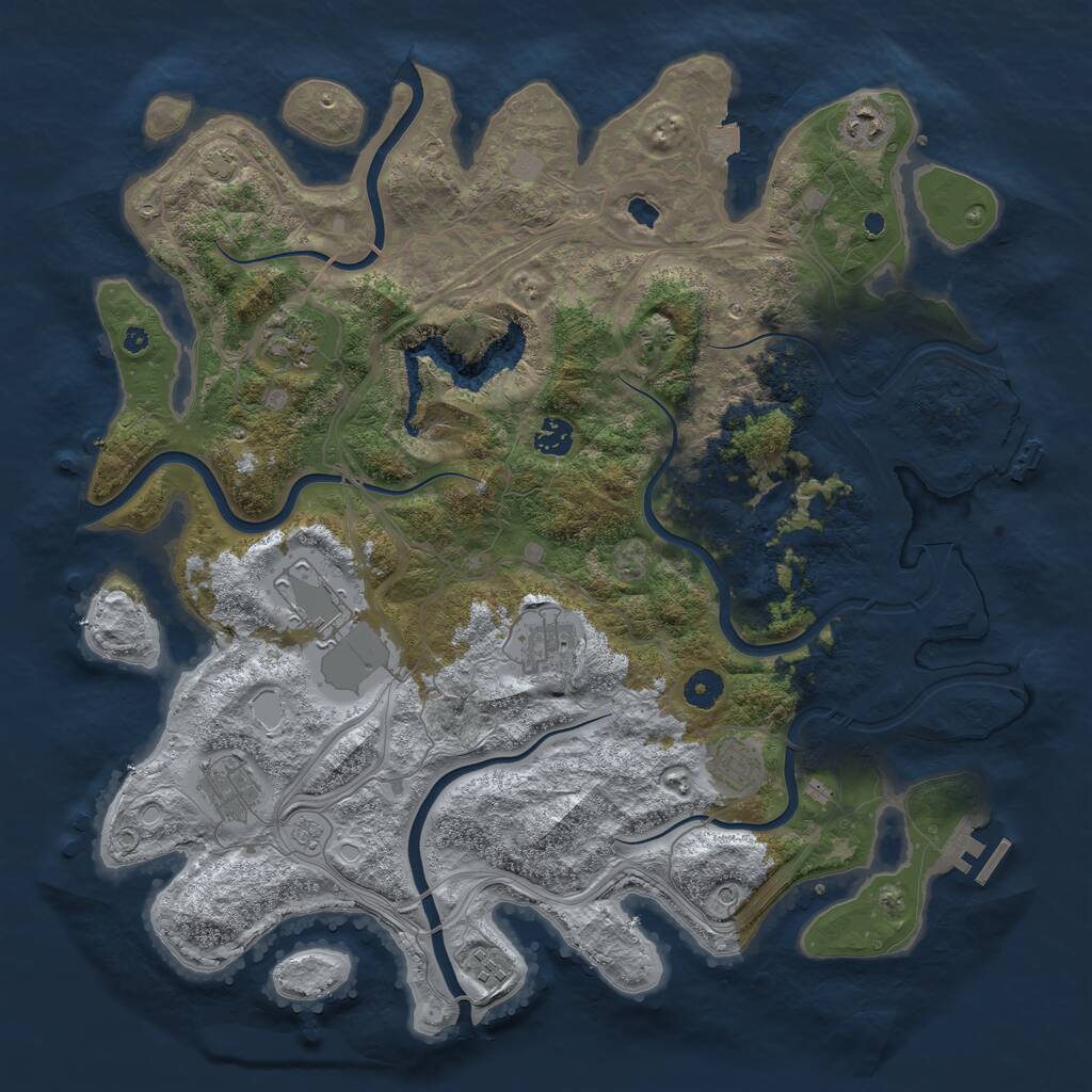 Rust Map: Procedural Map, Size: 4250, Seed: 2028949090, 14 Monuments