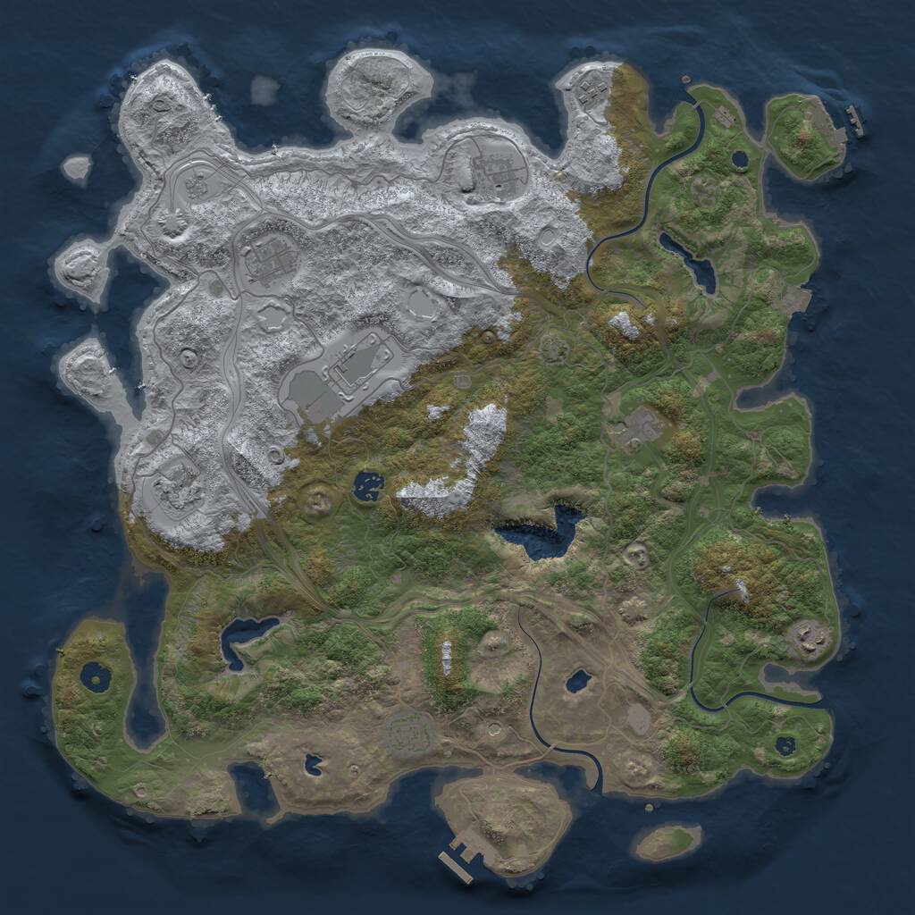 Rust Map: Procedural Map, Size: 4500, Seed: 33434, 15 Monuments