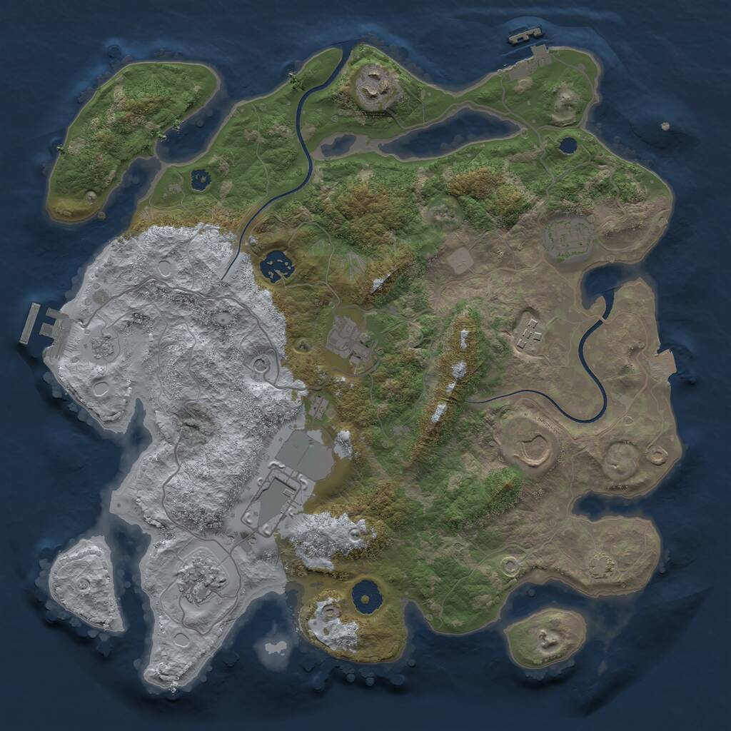 Rust Map: Procedural Map, Size: 3500, Seed: 1011436401, 14 Monuments