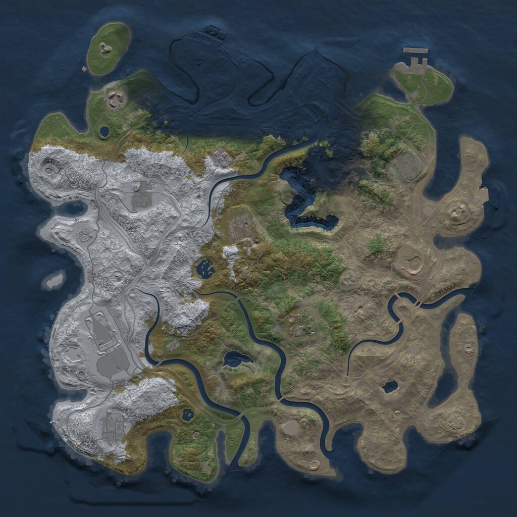 Rust Map: Procedural Map, Size: 4250, Seed: 1100027475, 16 Monuments