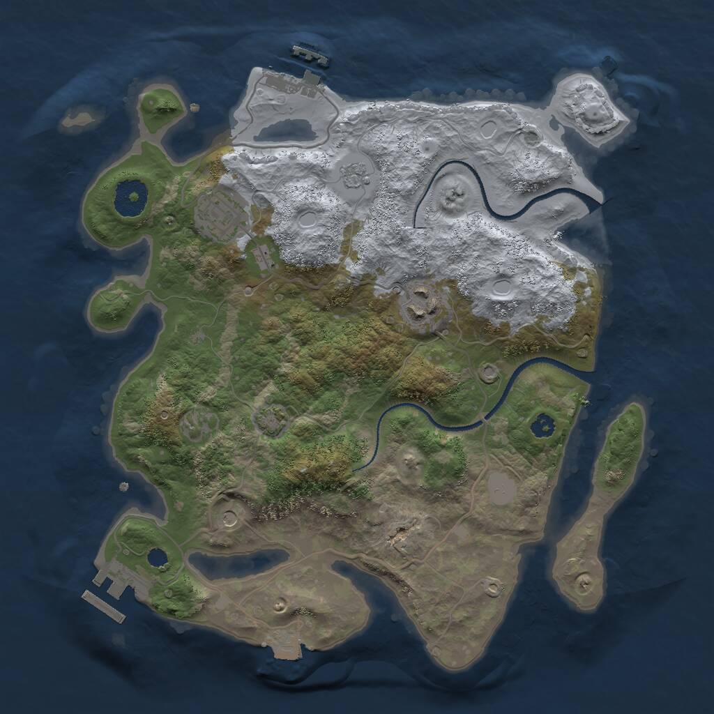 Rust Map: Procedural Map, Size: 3000, Seed: 25251, 8 Monuments