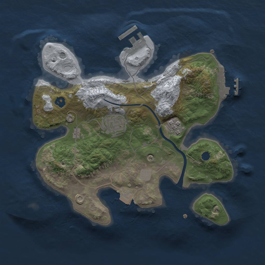 Rust Map: Procedural Map, Size: 2500, Seed: 1244737750, 5 Monuments