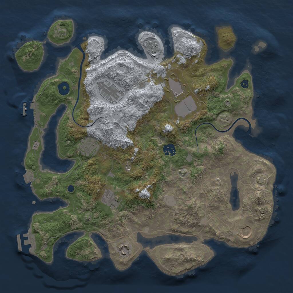 Rust Map: Procedural Map, Size: 3500, Seed: 36780553, 13 Monuments