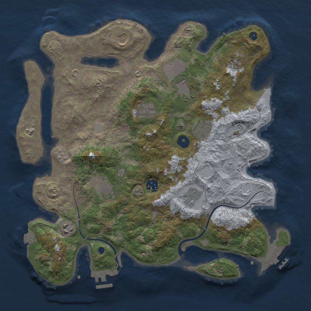 Rust Map: Procedural Map, Size: 3800, Seed: 1196784654, 16 Monuments