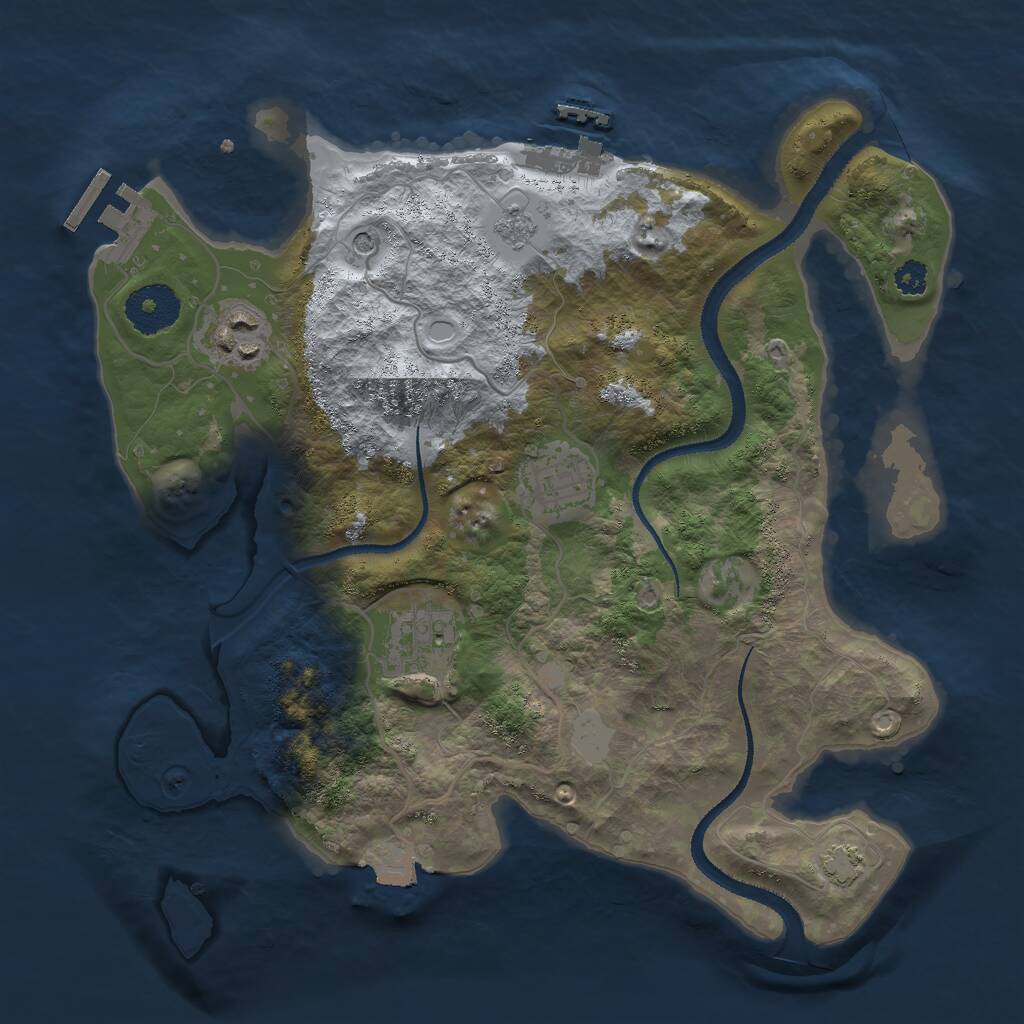 Rust Map: Procedural Map, Size: 3000, Seed: 15471, 9 Monuments