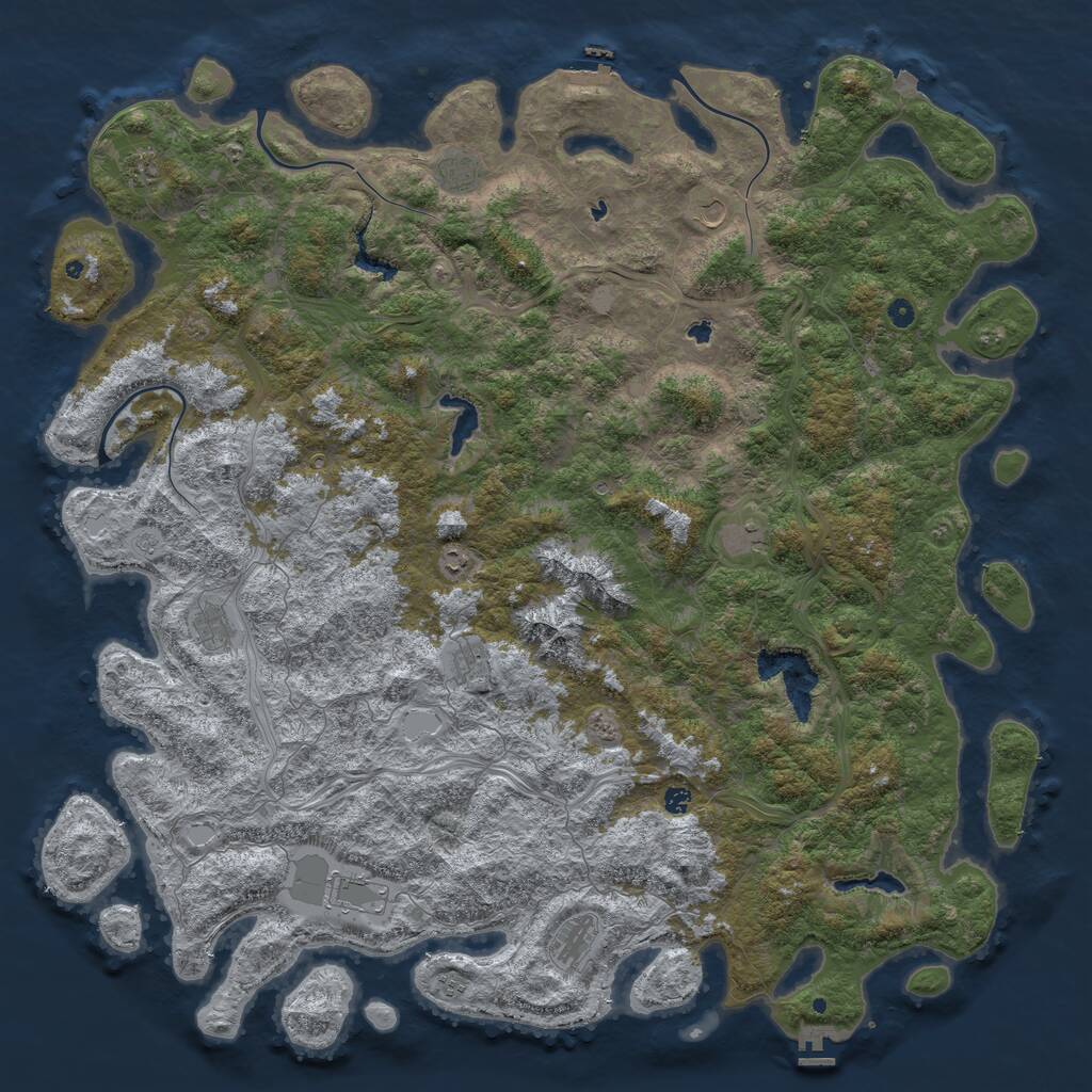 Rust Map: Procedural Map, Size: 6000, Seed: 823058265, 17 Monuments