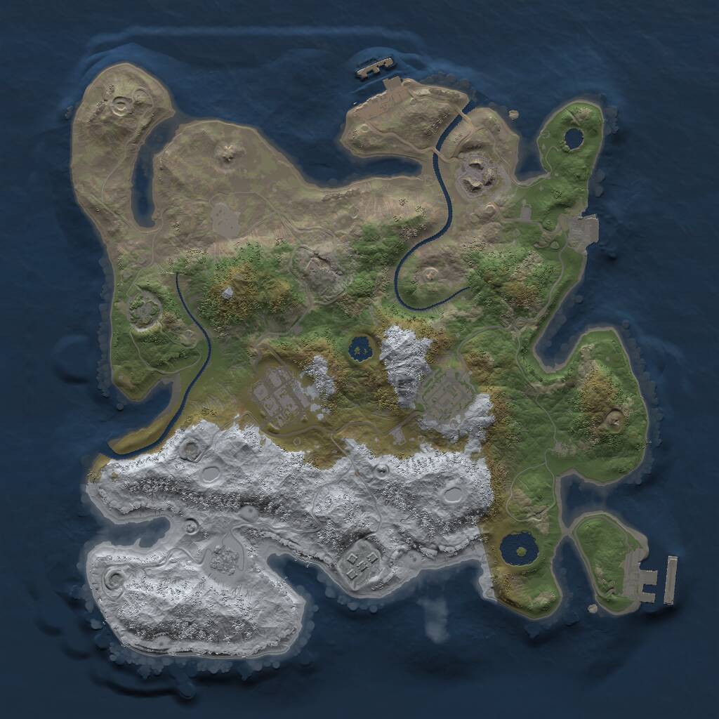 Rust Map: Procedural Map, Size: 3000, Seed: 27177, 9 Monuments