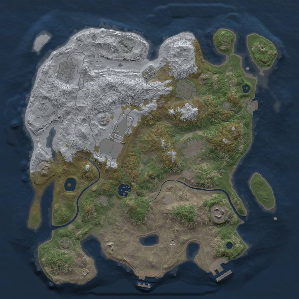 Rust Map: Procedural Map, Size: 3500, Seed: 1328020817, 13 Monuments