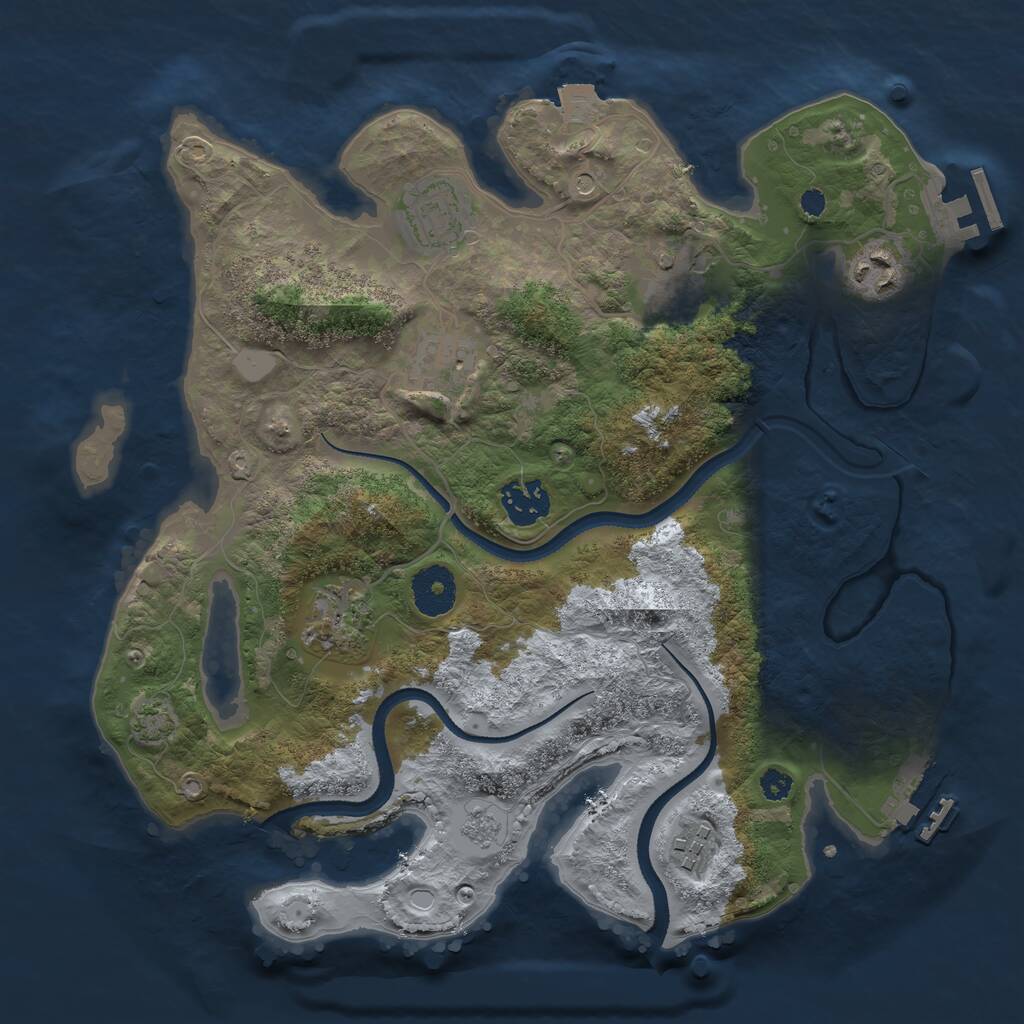 Rust Map: Procedural Map, Size: 3250, Seed: 1963447240, 13 Monuments