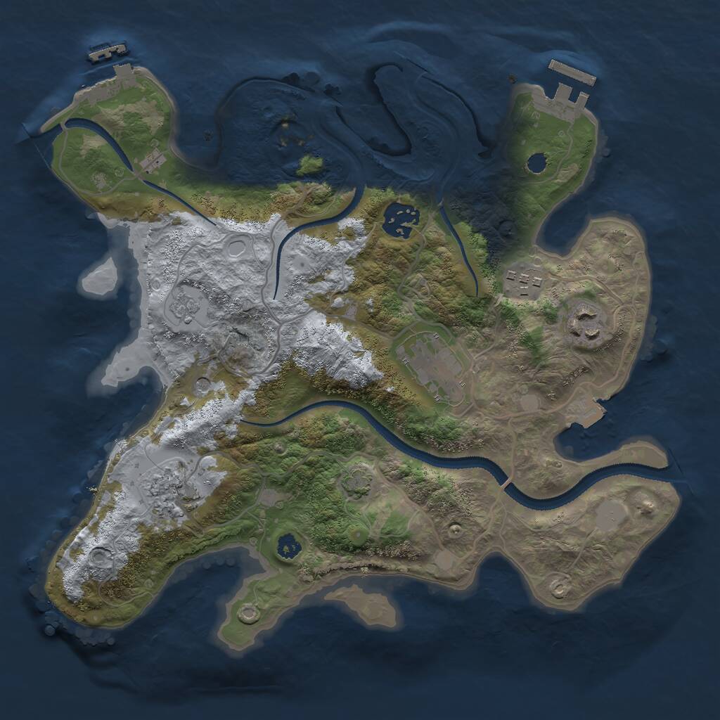 Rust Map: Procedural Map, Size: 3000, Seed: 827831075, 11 Monuments