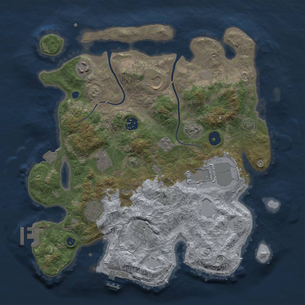 Rust Map: Procedural Map, Size: 3500, Seed: 754477848, 14 Monuments